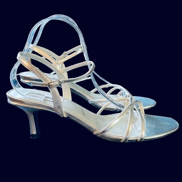 Private Collection by Dyeables FlamingoSilver Strappy Formal Sandals Size 10B - Picture 6 of 16